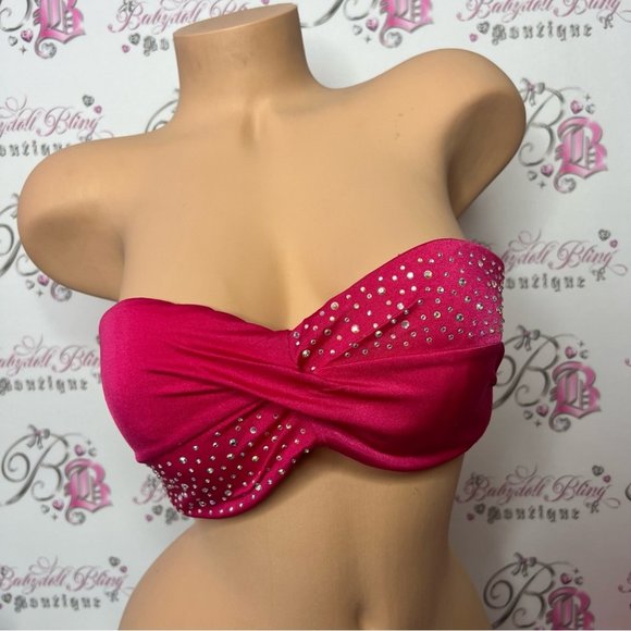 Victoria secret bathing suit top bling rhinestone diamond crystals bikini top - Picture 3 of 14